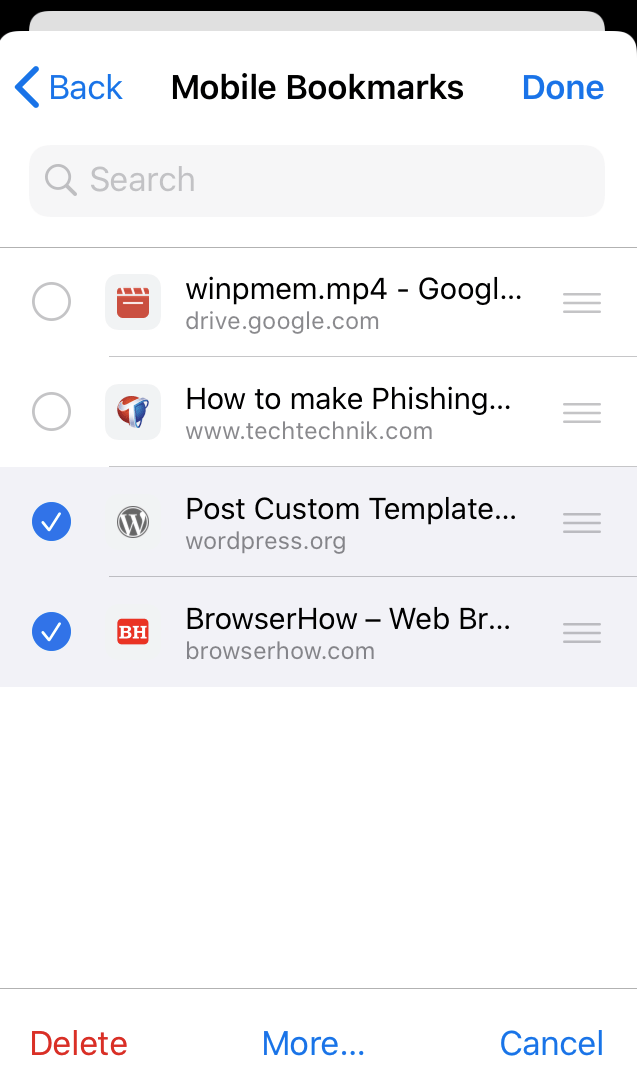 Choose-Multiple-Bookmarks-in-Chrome-iOS-with-Delete-command-button