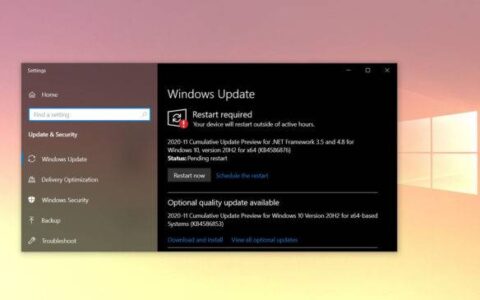 Windows 10 KB4586853（20H2）现在正在进行重大调整