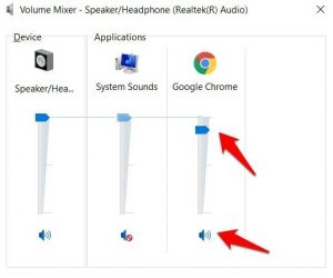 google chrome not opening in volume mixer
