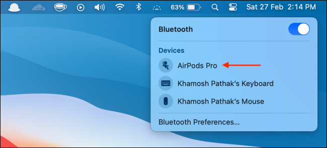 Select-AirPods-from-Bluetooth-Menu