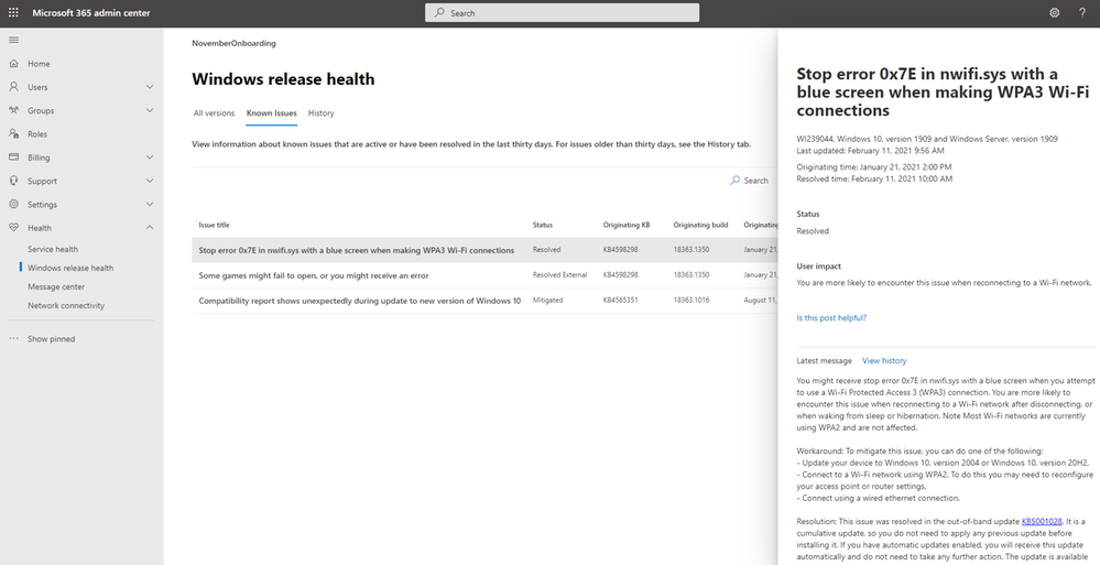 Windows-Release-Health-IT-Admin