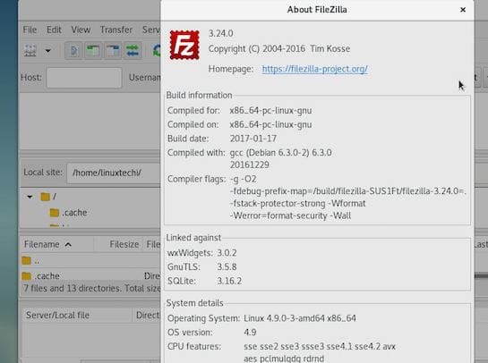 Filezilla-GUI-Debian9