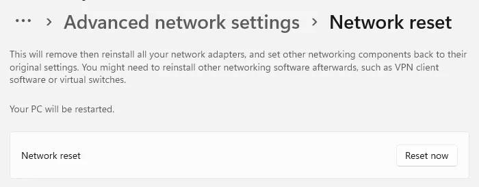 network-reset-windows-11