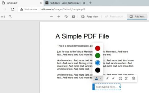 Microsoft Edge 94 可以更轻松地向 PDF 添加文本