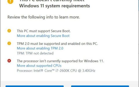 Windows 11 可能无法在不受支持的设备上获得安全更新