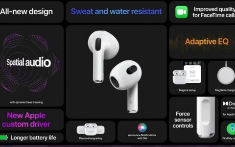 Apple 宣布 AirPods 3 具有全新设计、空间音频支持等