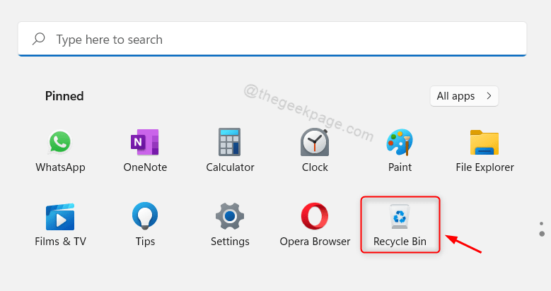 recycle-bin-from-pinned-apps-in-start-menu-win11