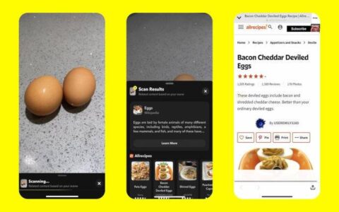 Snapchat 推出名为 Food Scan 的食谱查找工具