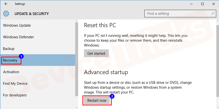 Advanced-Startup-Restart-Now