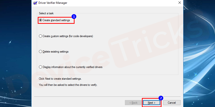 Choose-to-Create-standard-settings-and-click-Next-1