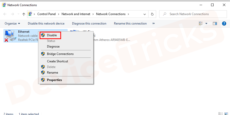 Disable-Ethernet-connection-adapter