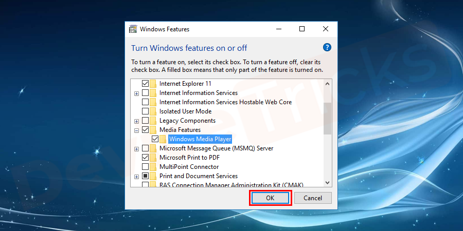 Media-Features-Uncheck-the-box-stating-‘Windows-Media-Center-OK