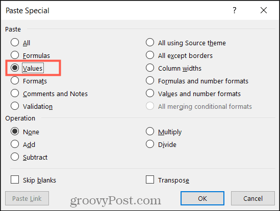 PasteSpecialValues-ExcelReplaceFormula