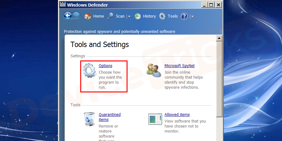 Windows-Defender-Anti-Virus-program-Tools-Options-1