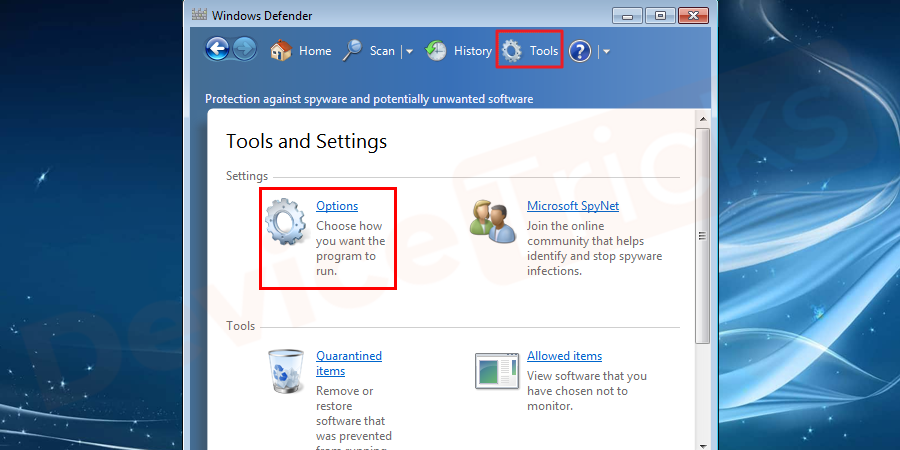 Windows-Defender-Tools-Options