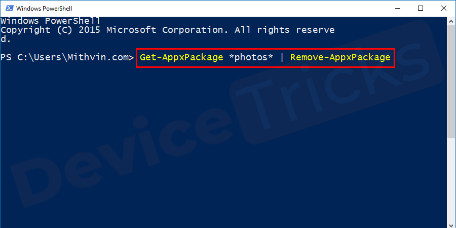 Get-AppxPackage-Photos-Remove-AppxPackage