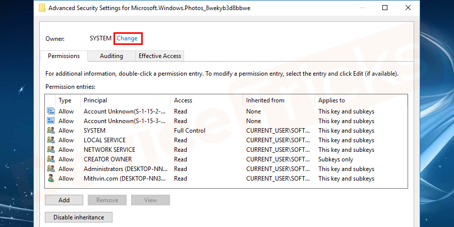 Microsoft.Windows.Photos_8wekyb3d8bbwe-Permission-Administrator-Change