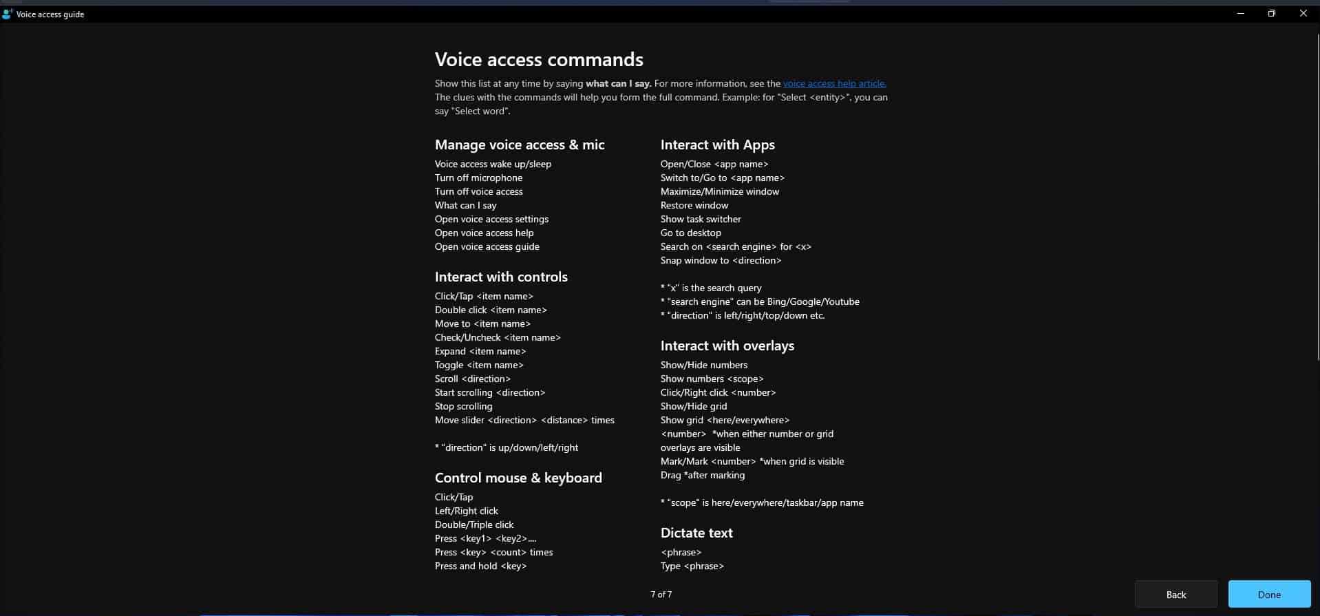 Windows-11-list-of-Voice-Access-commands