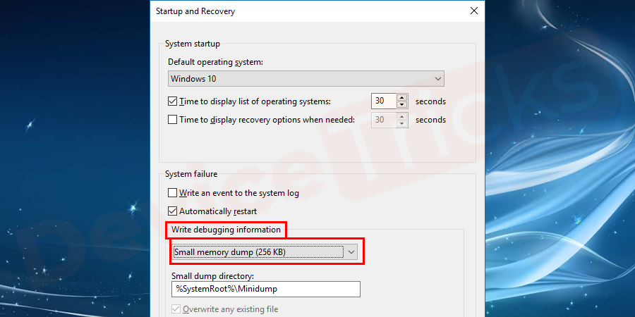 Write-debugging-information-small-memory-dump