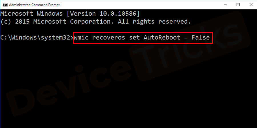 wmic-recoveros-set-AutoReboot-False-Command