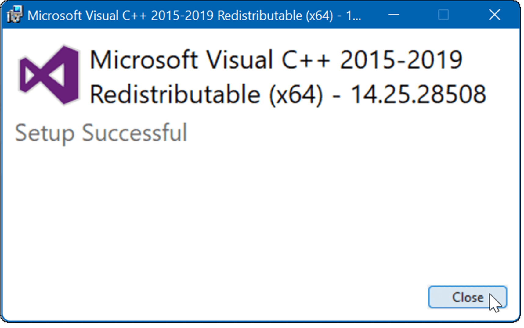 5-setup-successful-microsoft-visual-C