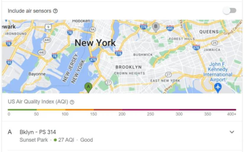 谷歌搜索现在提供美国城市的空气质量指数信息