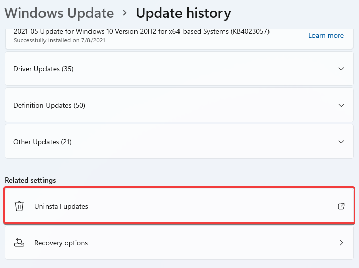 Uninstall-updates