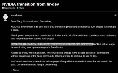 NVIDIA 将专注于 LLVM 上游以进一步开发 Fortran/Flang