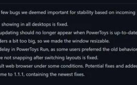 微软发布带有错误修复的 PowerToys v0.59.1