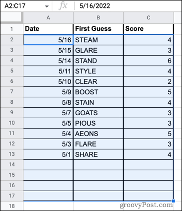 google-sheets-sorted-data