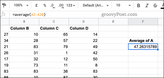 sheets-example-average-formula-result