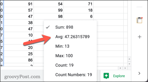 sheets-see-quick-average