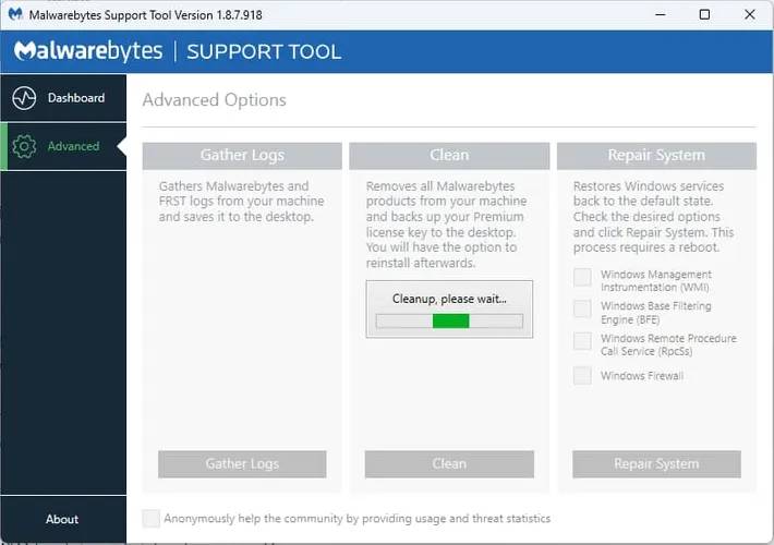 Malwarebytes-Support-Tool-removing-Malwarebytes