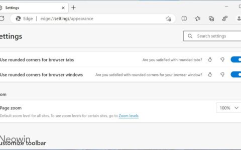 Microsoft Edge 可让您禁用网页上的圆角