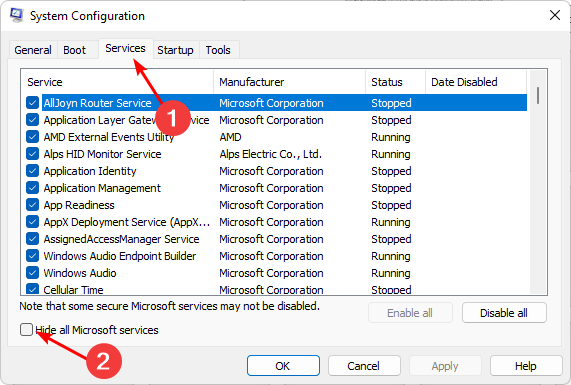 Hide-all-MS-services